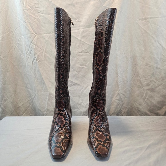 Antonio Melani 7.5 Mades Patent Leather Snake Prink Tall Heeled Boot NWOB $198 - Picture 2 of 14